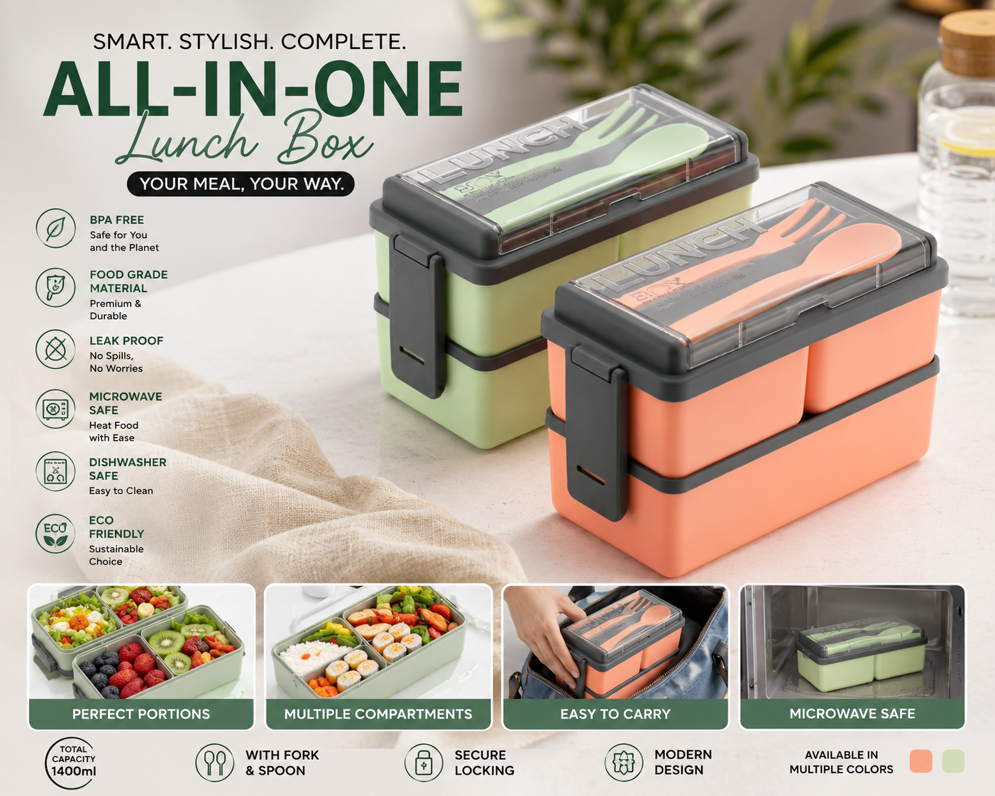 Essentials India DuoStack Bento Lunch Box